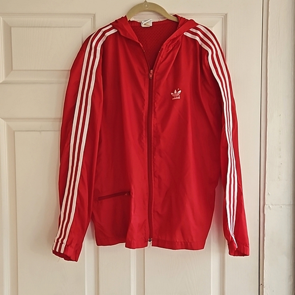 Women - Adidas Red Nylon Jacket